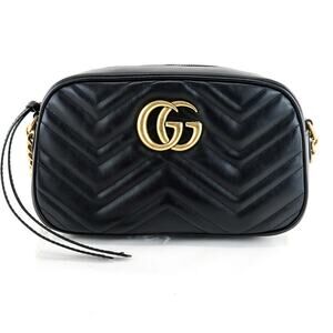 GUCCI Marmont Small Matelasse Shoulder Bag Black